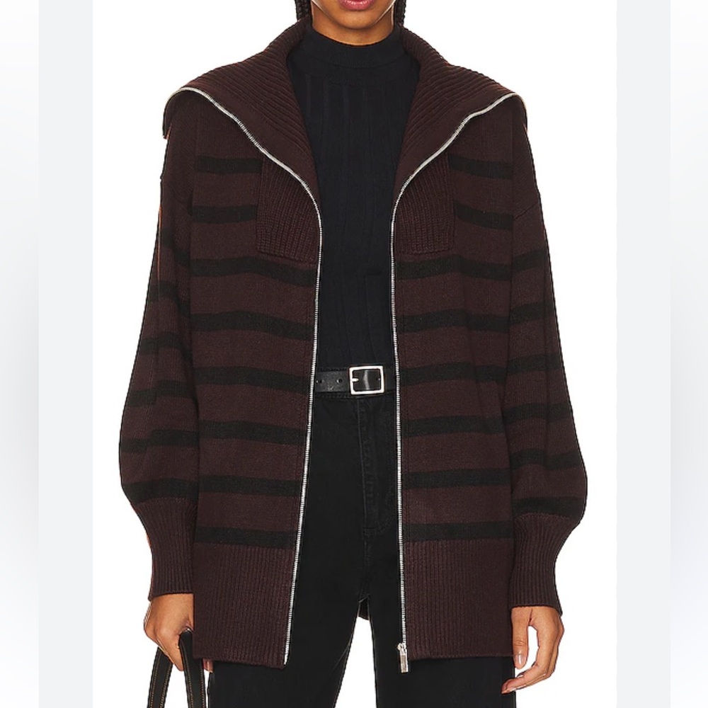 WeWoreWhat Striped Sweater Zip Up